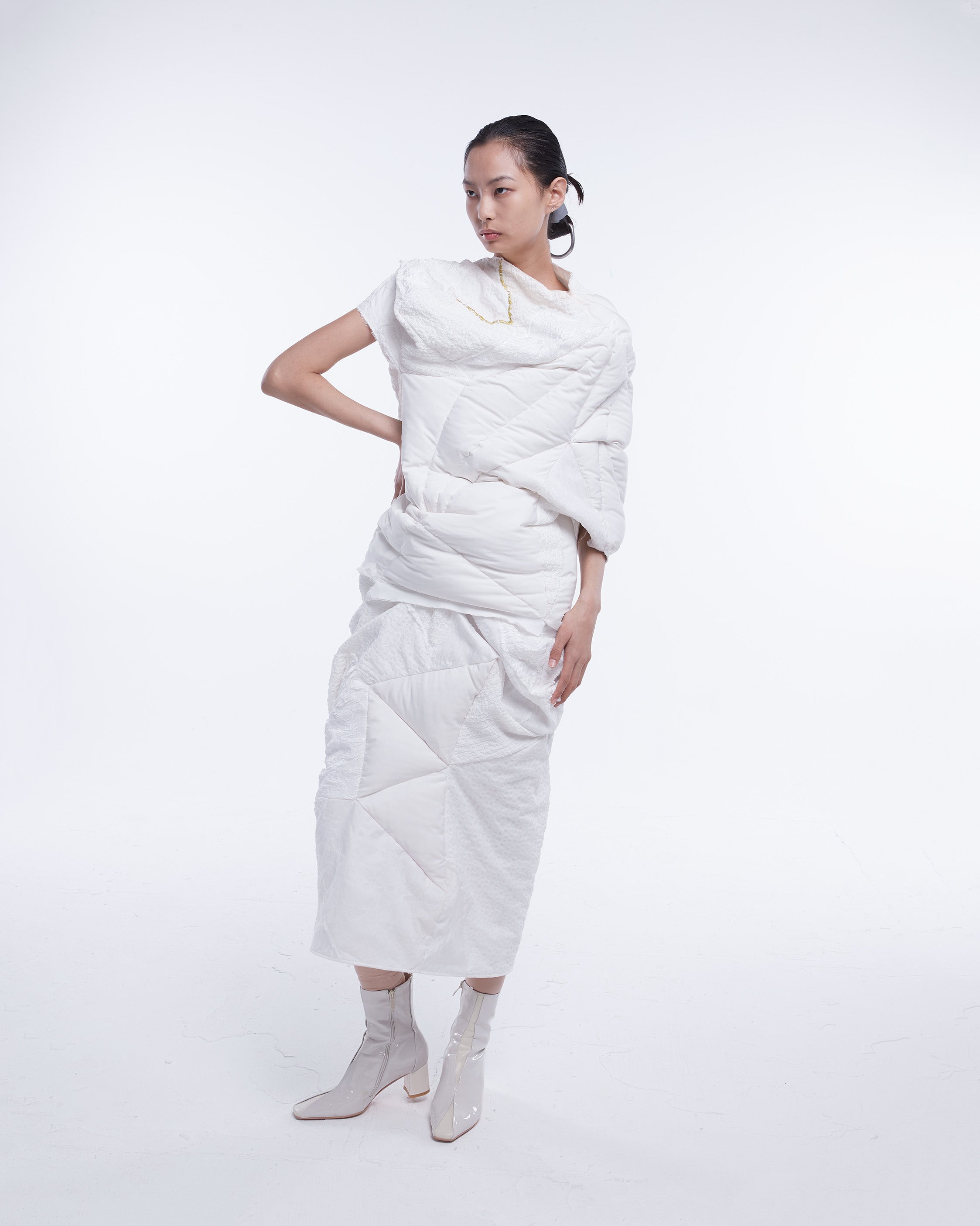 White Down Dress Set