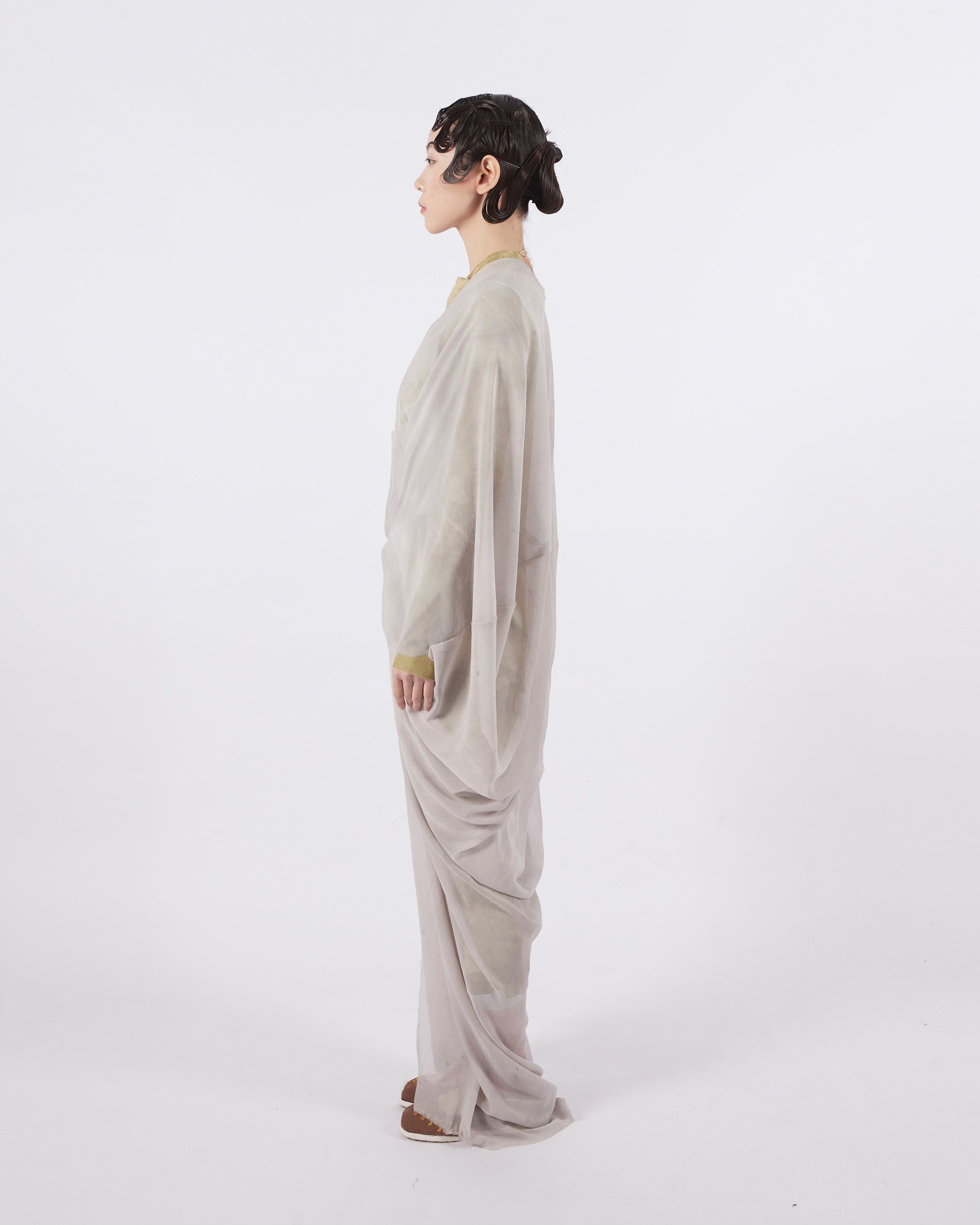 Rust Dye Chinse Silk Robe