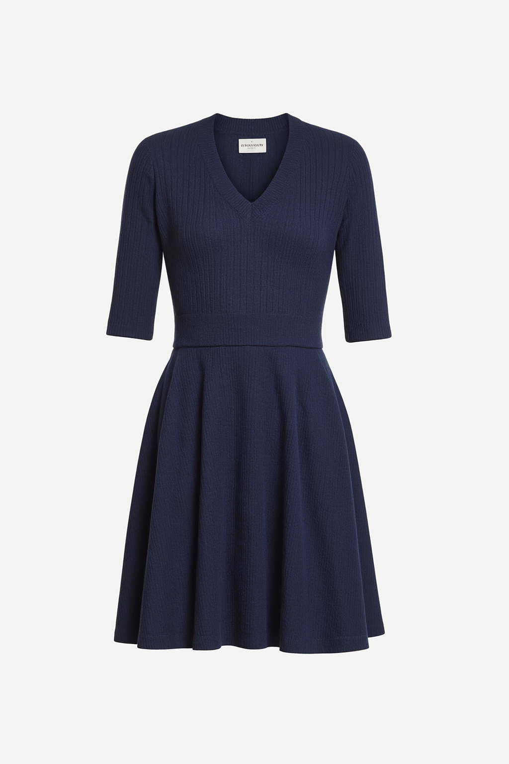 Navy Ribbed Knit Dress