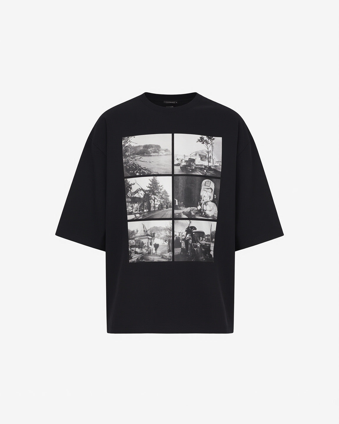 Black Monochrome Photo Grid Graphic Tee