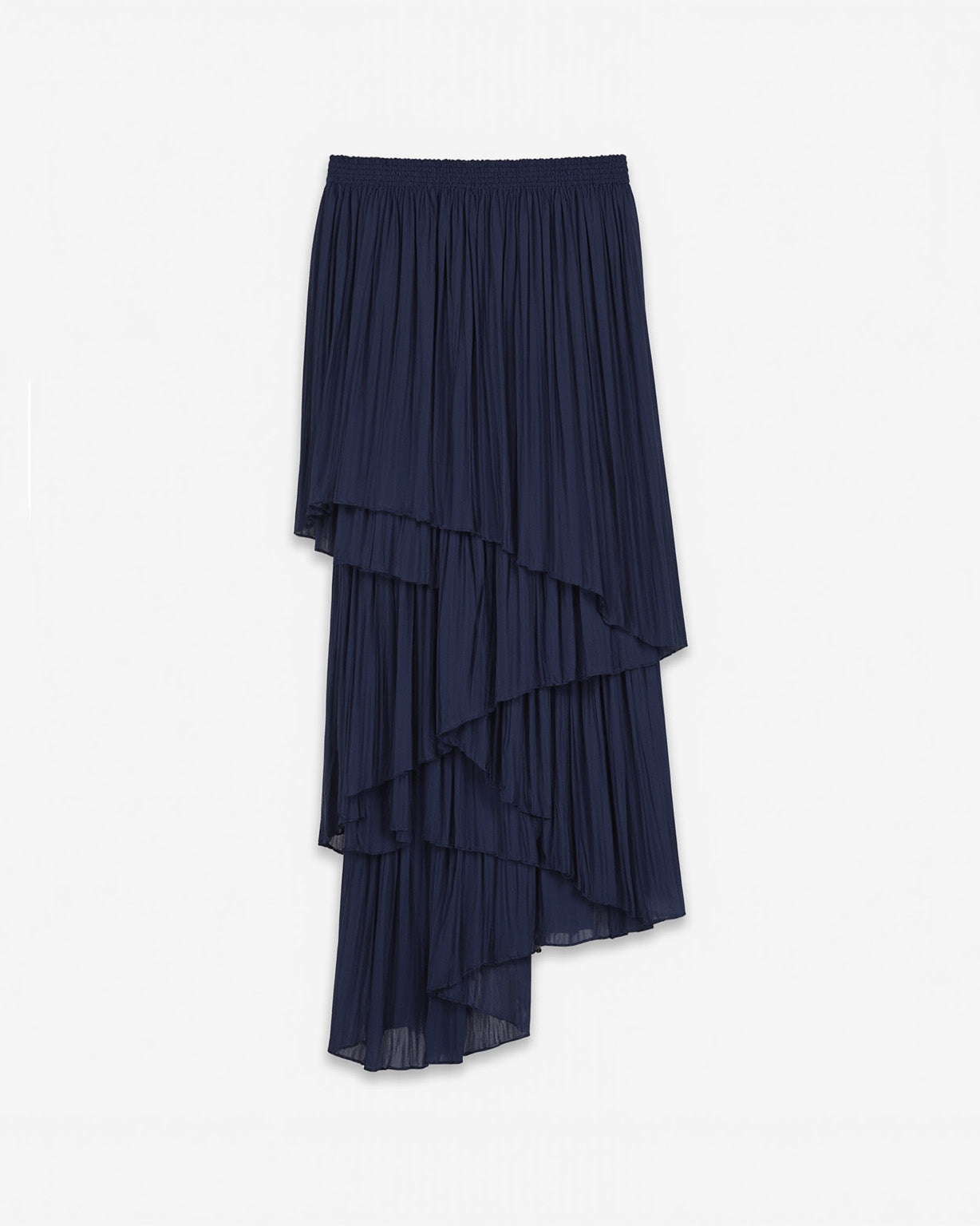 Navy Pleated Asymmetric Skirt