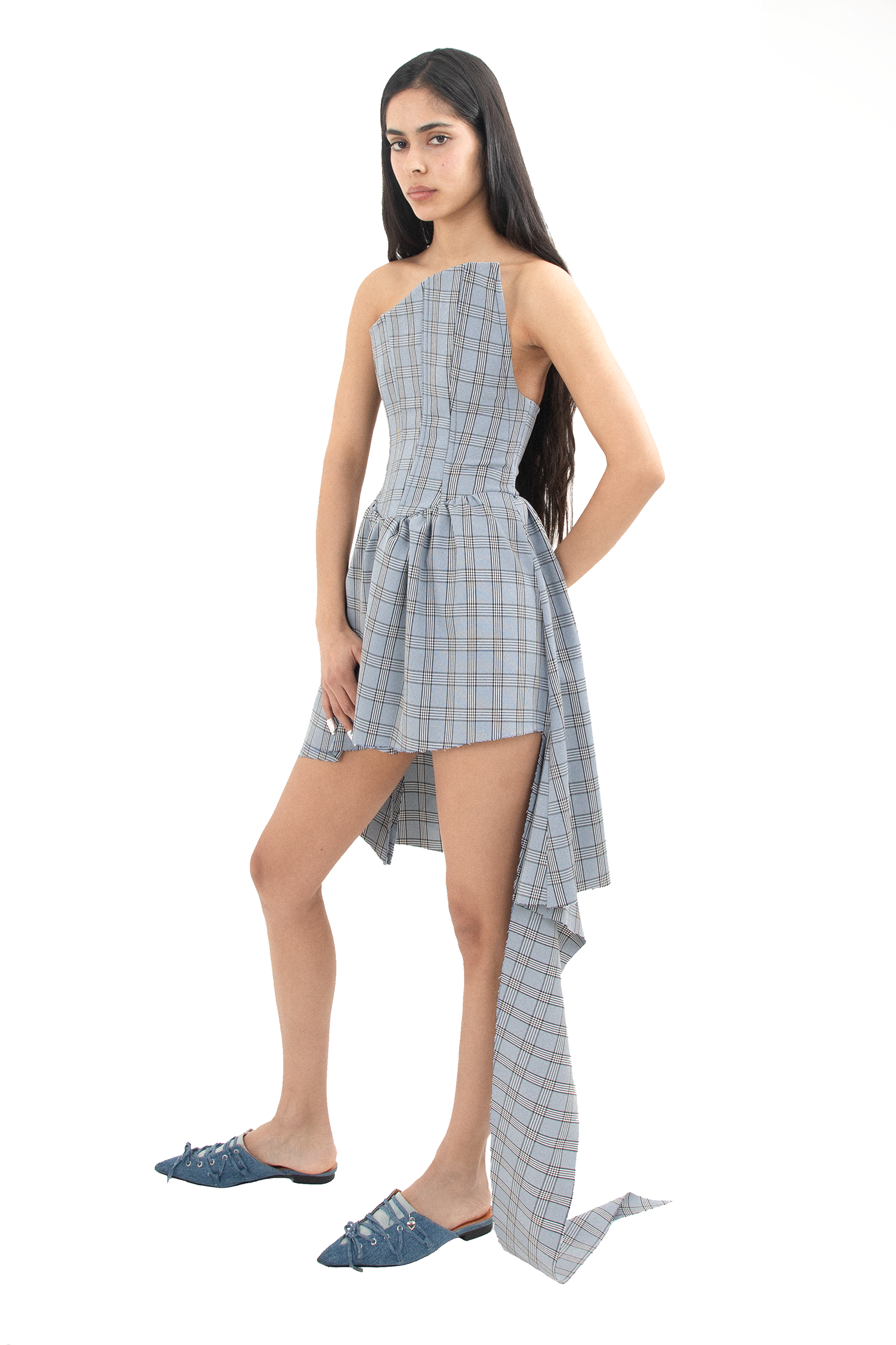 Asymmetrical Dress with Plaid Pattern | RIVERPEACE.CO Asymmetrical Dress with Plaid Pattern | RIVERPEACE.CO