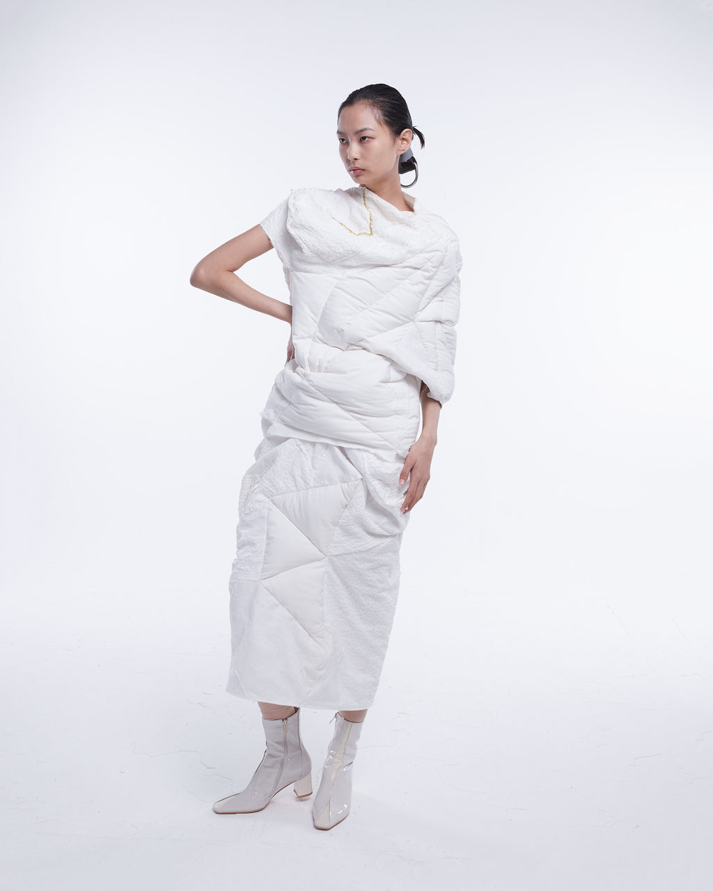 White Down Dress Set