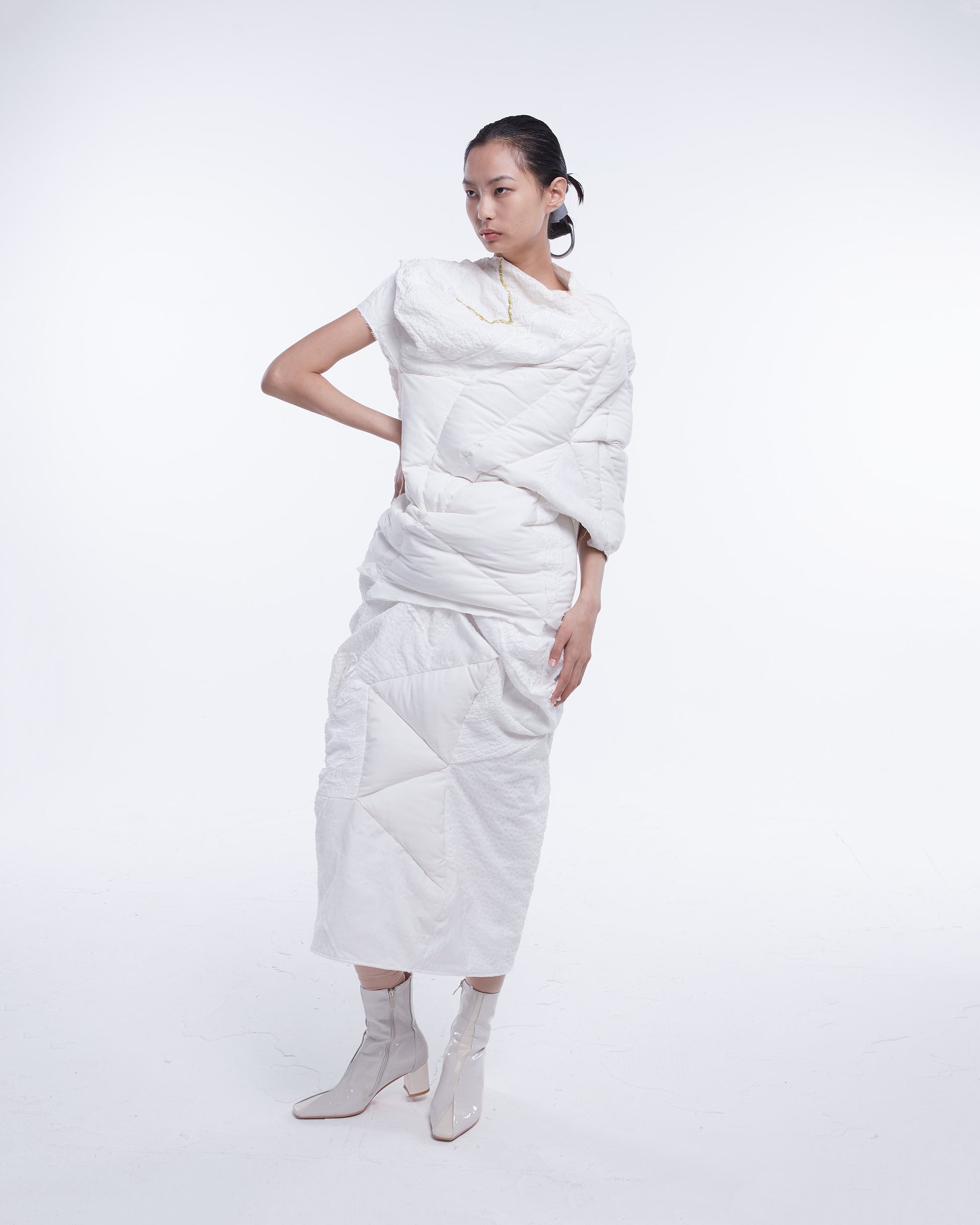 White Down Dress Set