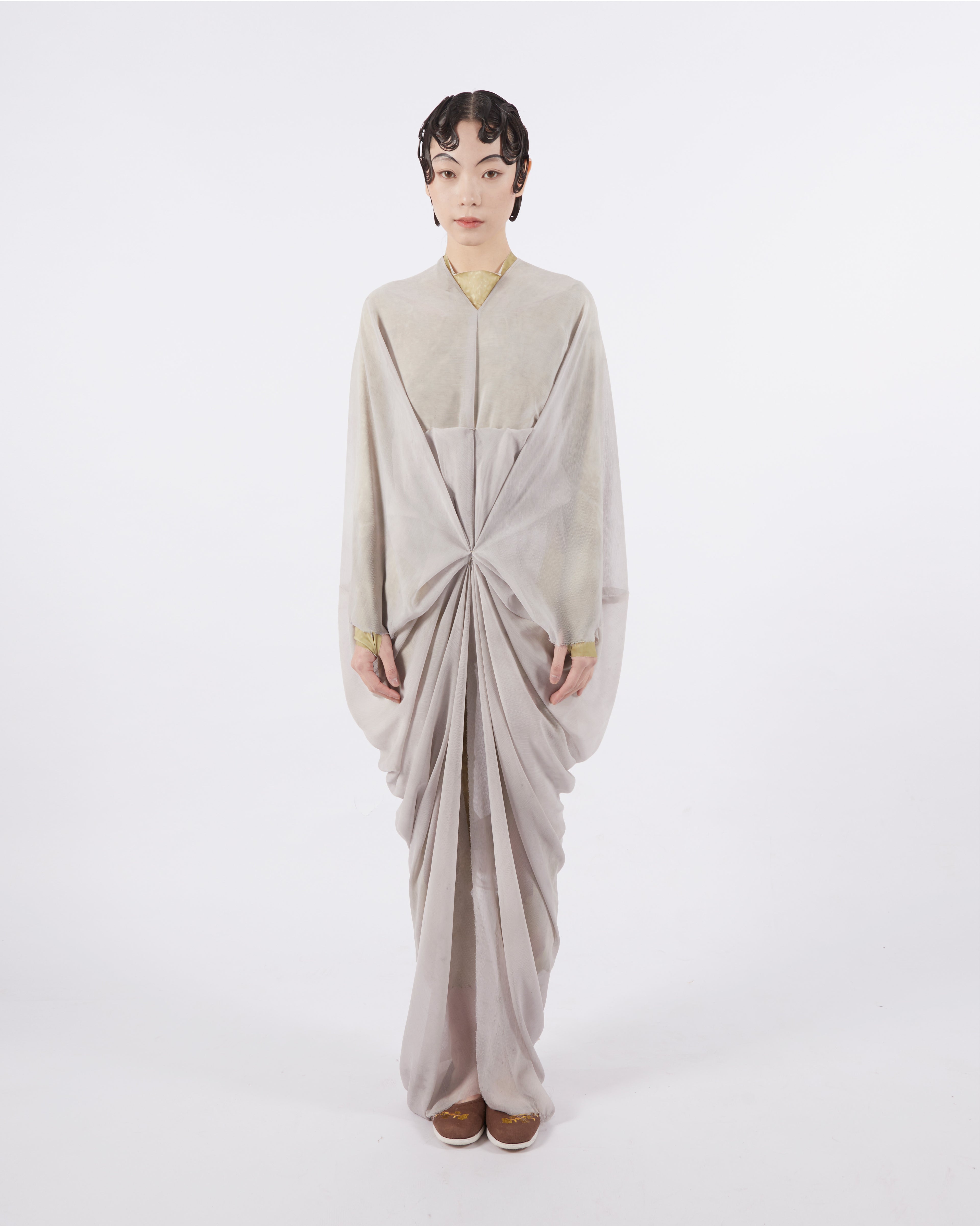 Rust Dye Chinse Silk Robe