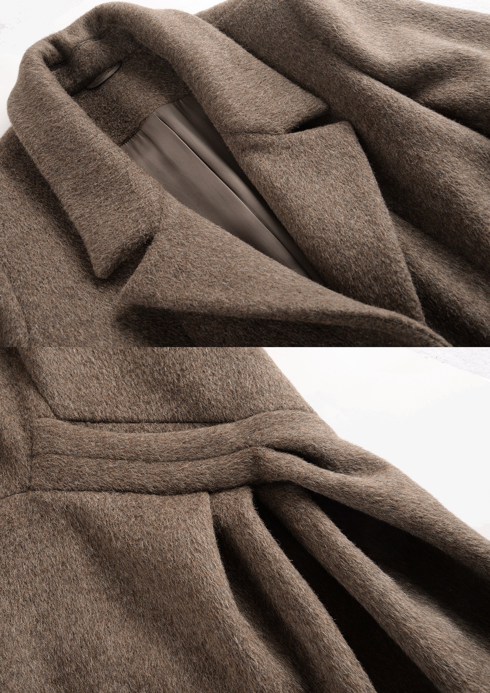 ブラウンウールプリーツコート