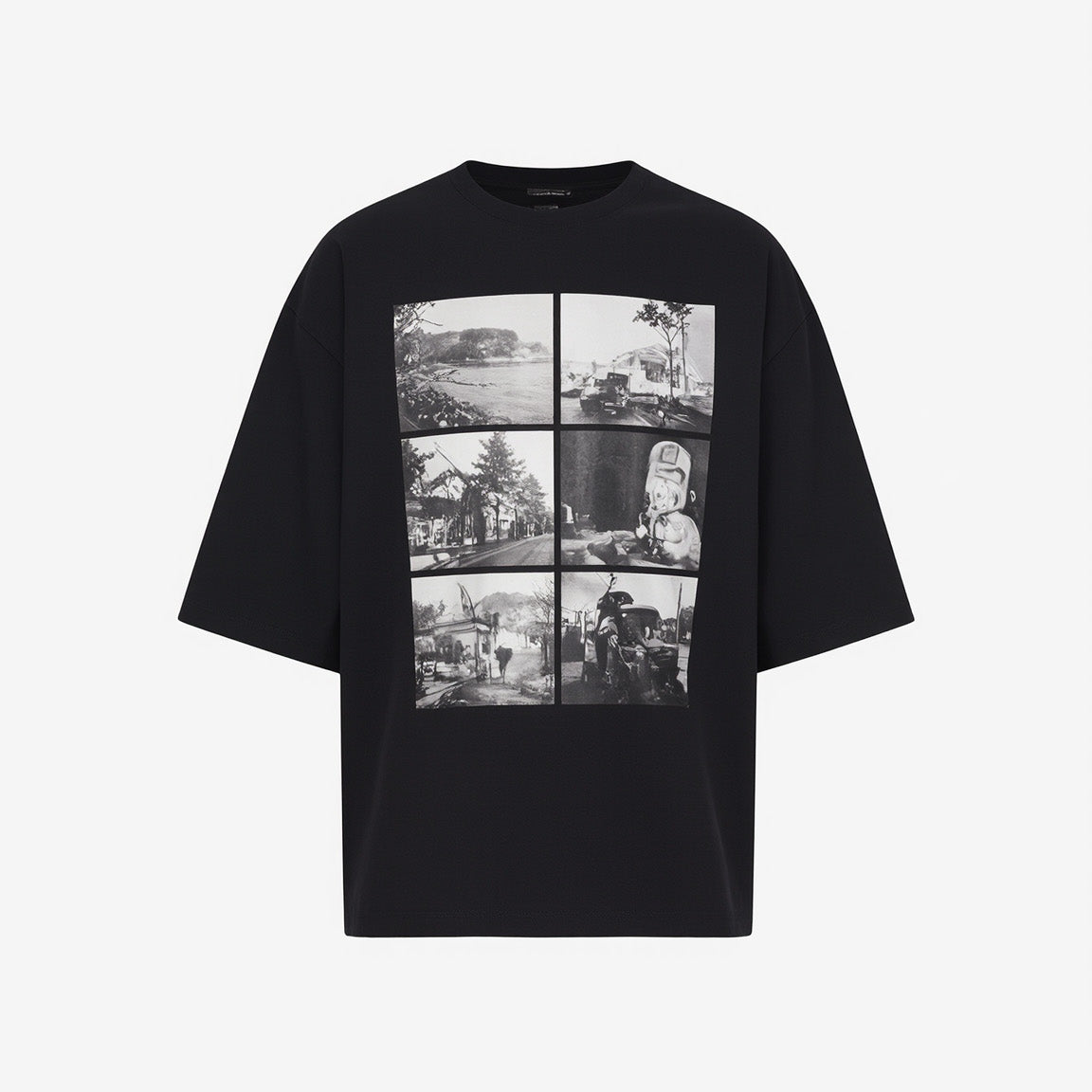 Black Monochrome Photo Grid Graphic Tee