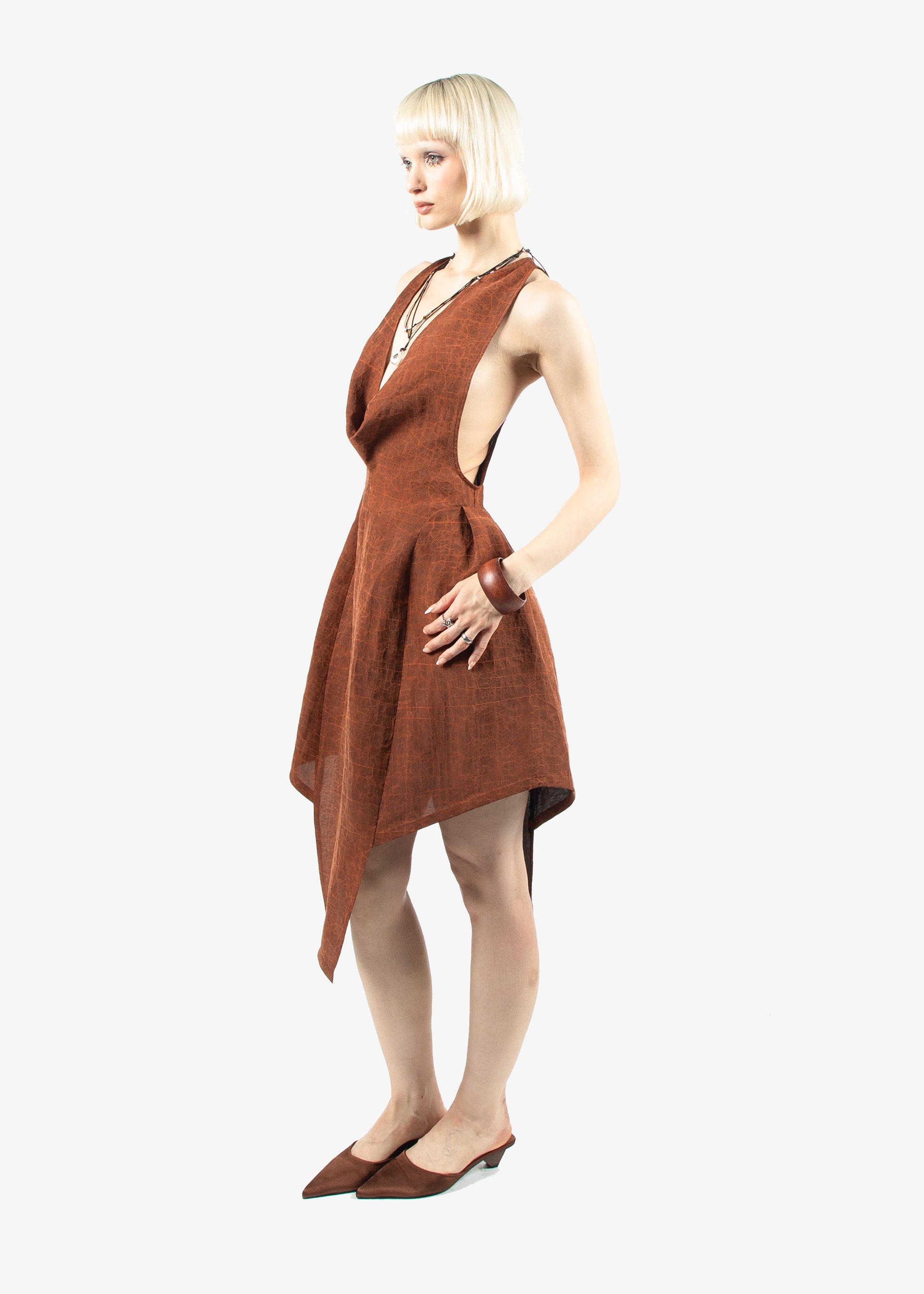 Monstera Pattern Silk Maxi Dress