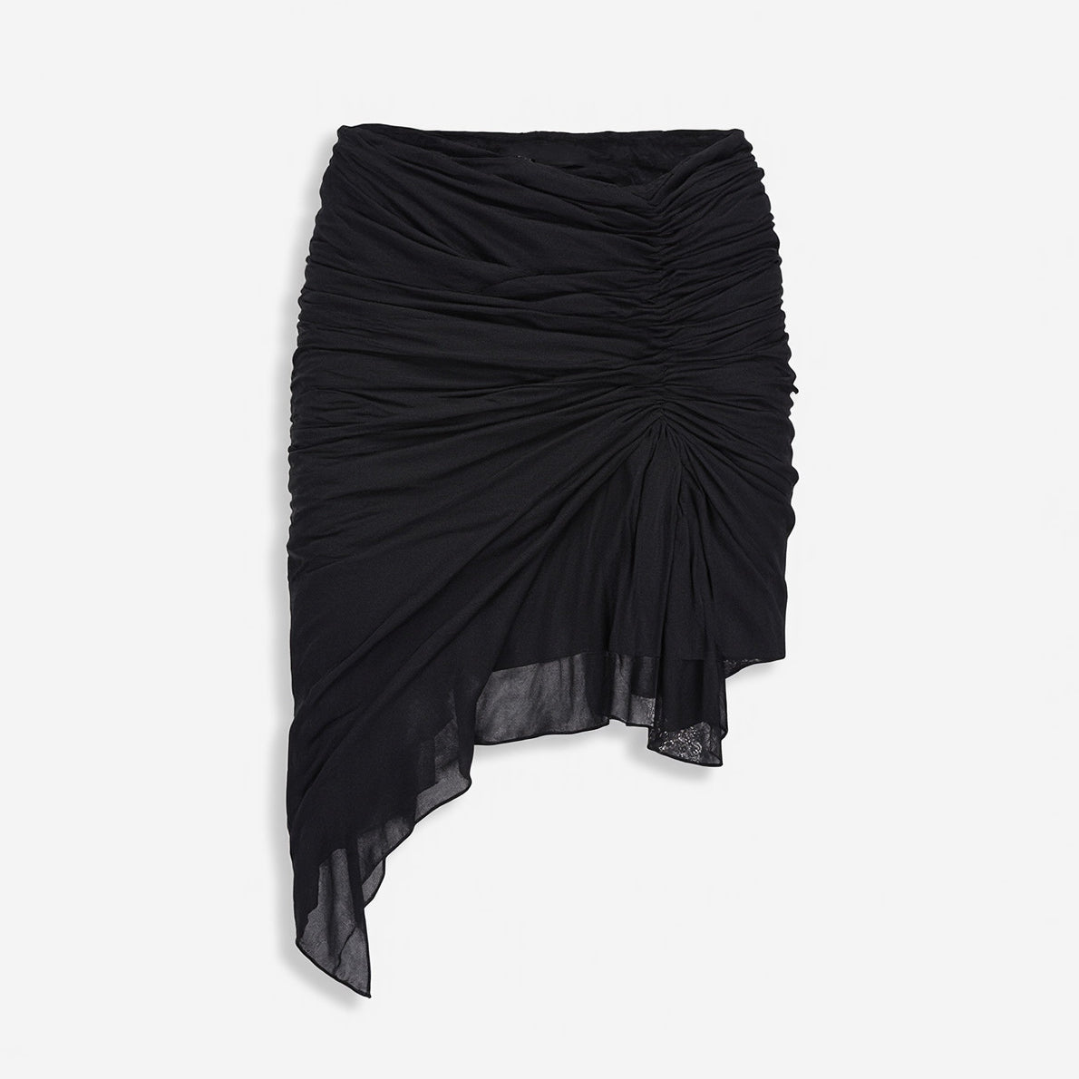 Wetlook Ruched Stretch-Woven Mini Skirt