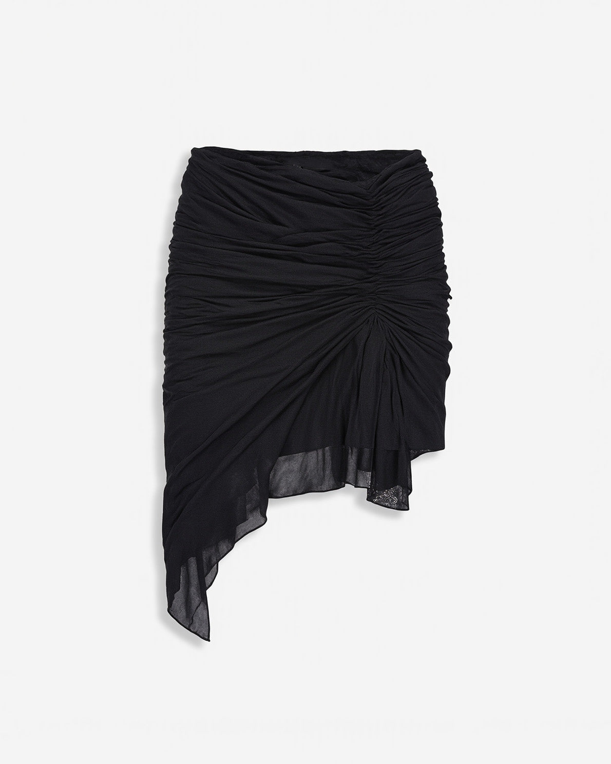 Wetlook Ruched Stretch-Woven Mini Skirt