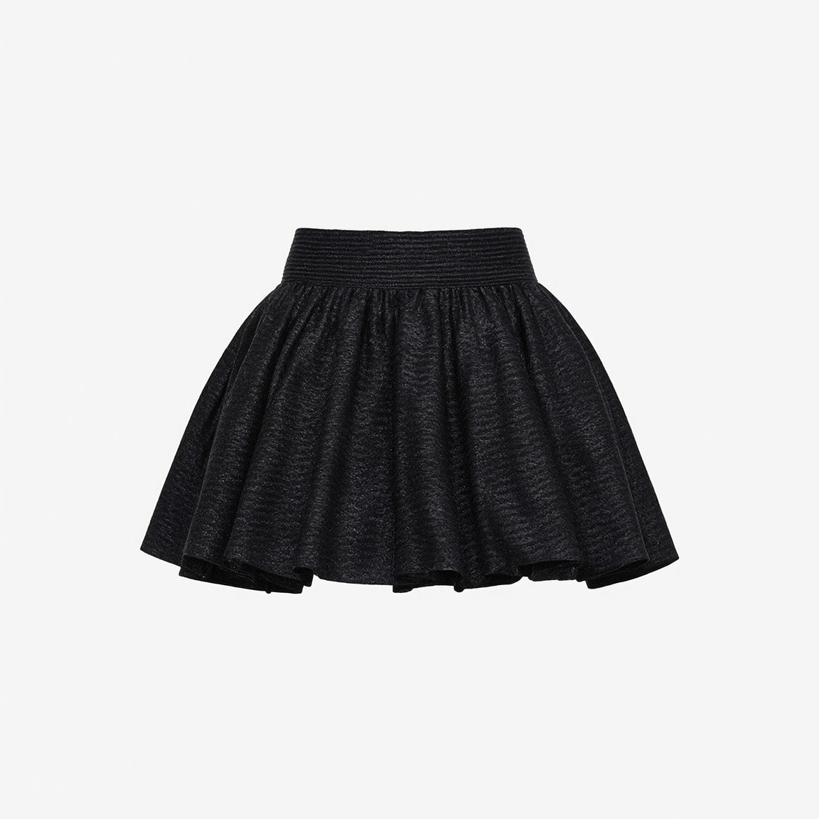 Black Textured Flare Mini Skirt