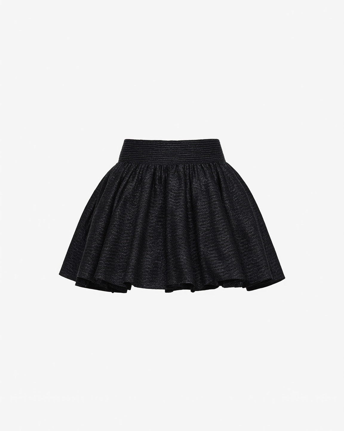 Black Textured Flare Mini Skirt