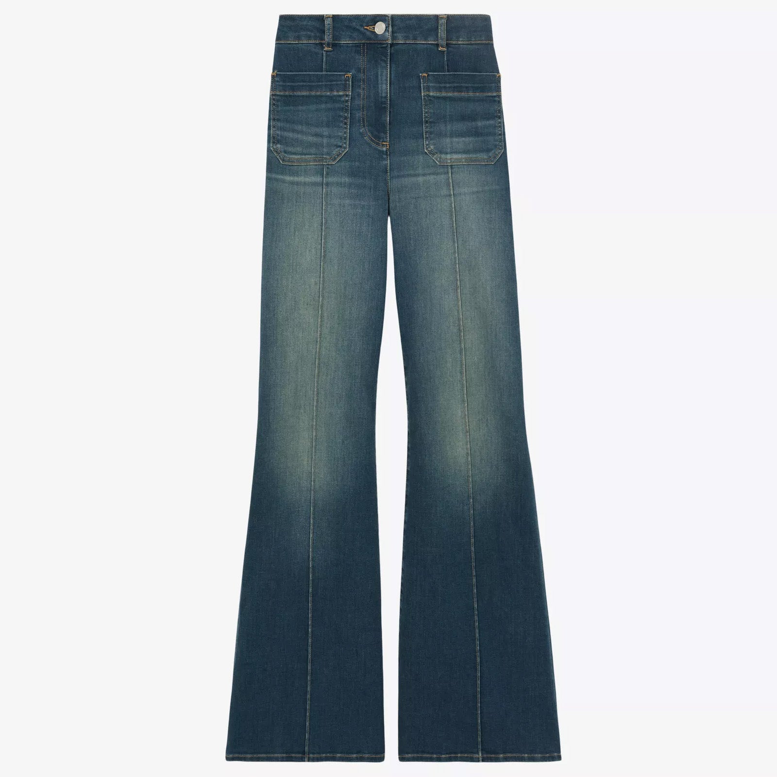 Flared-leg High-rise Cotton-blend Jeans