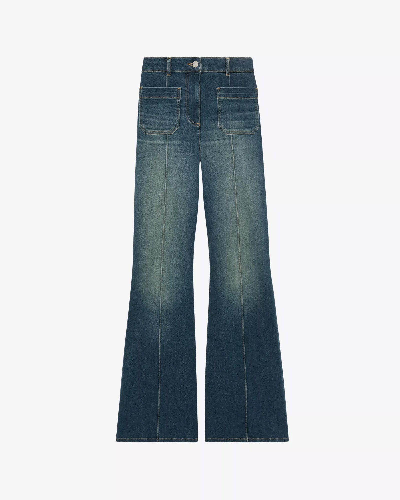 Flared-leg High-rise Cotton-blend Jeans