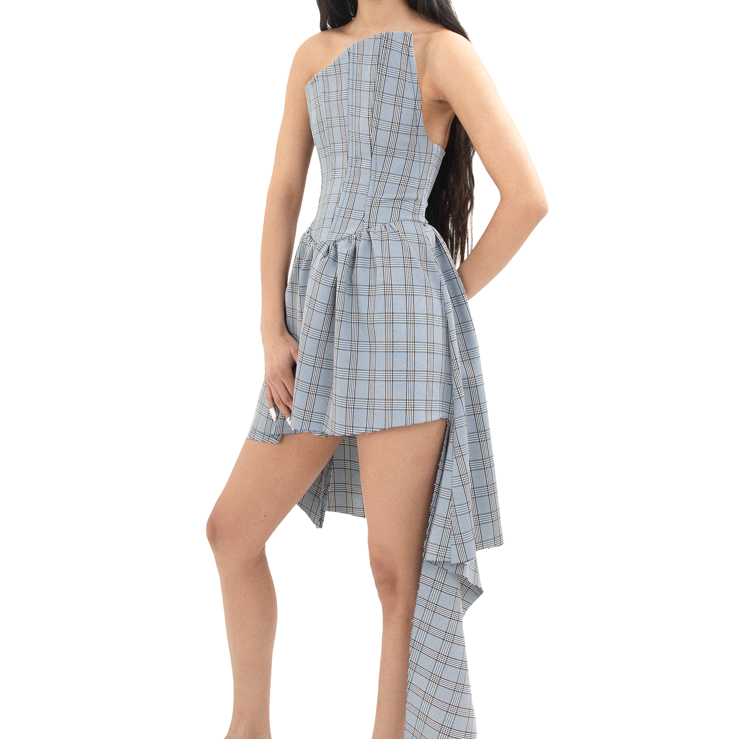 Asymmetrical Dress in Plaid