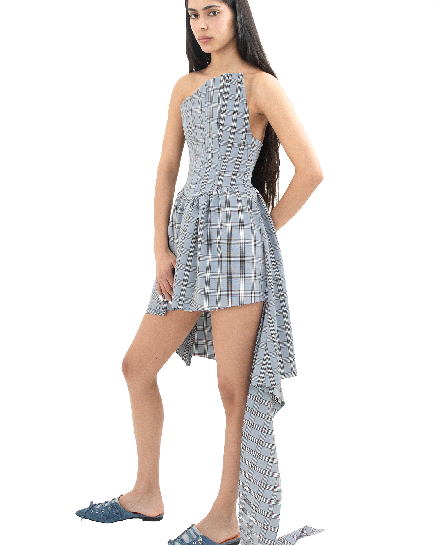 Asymmetrical Dress in Plaid