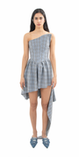 Asymmetrical Dress with Plaid