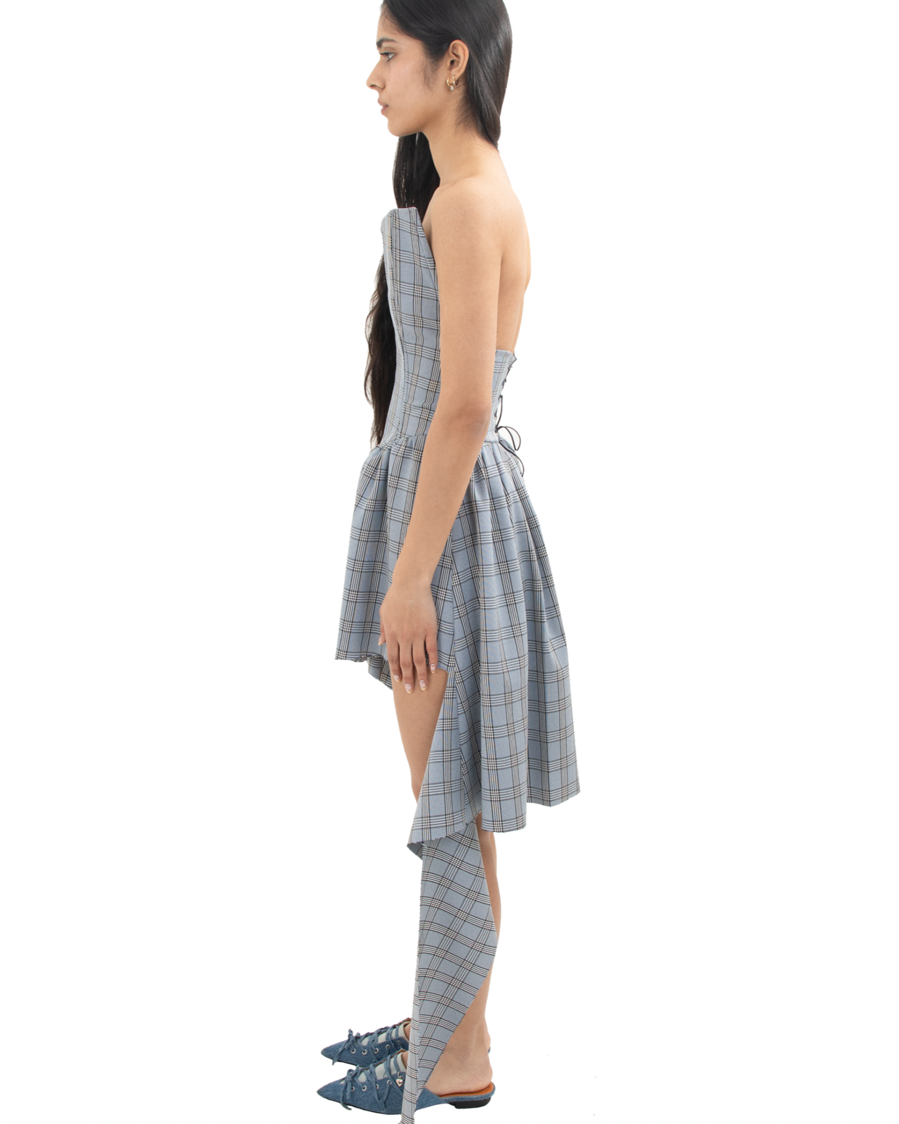 Asymmetrical Dress with Plaid