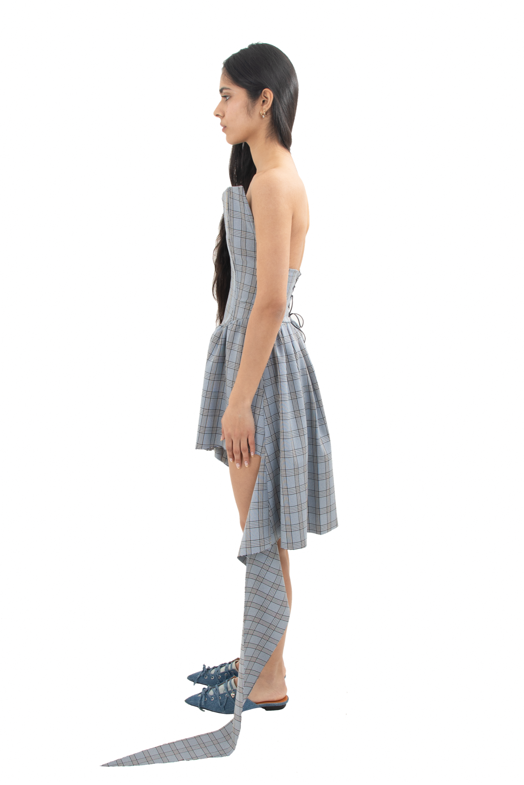 Asymmetrical Dress with Plaid