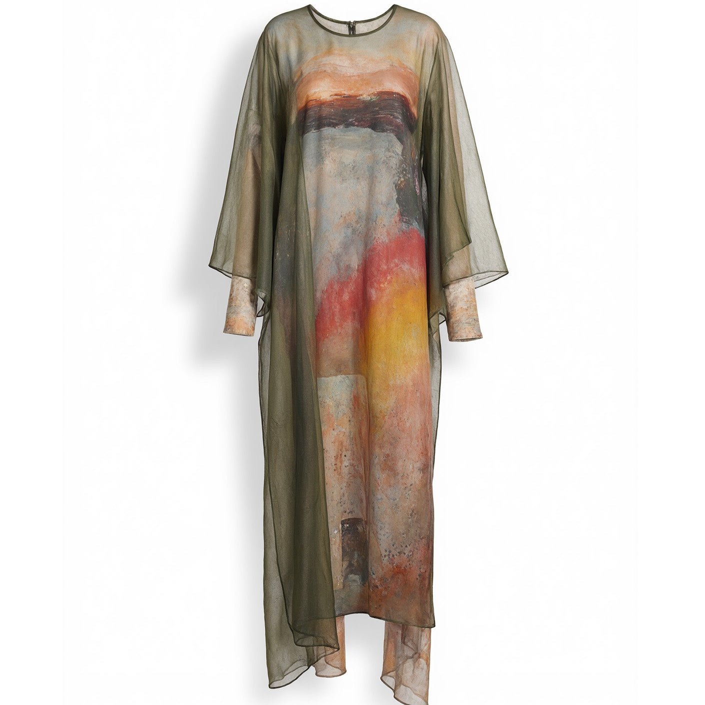 Brushstroke Print Maxi Dress