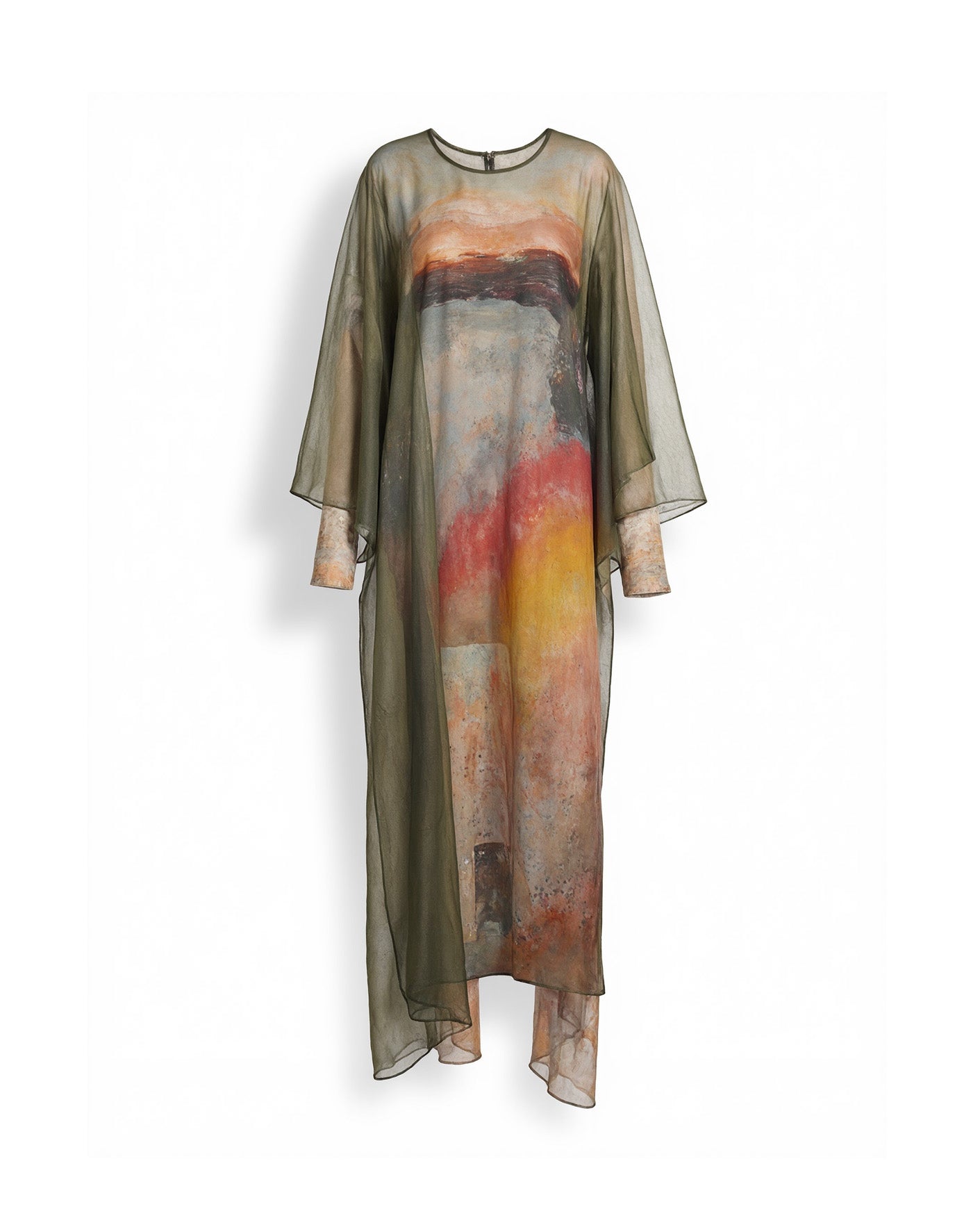 Brushstroke Print Maxi Dress