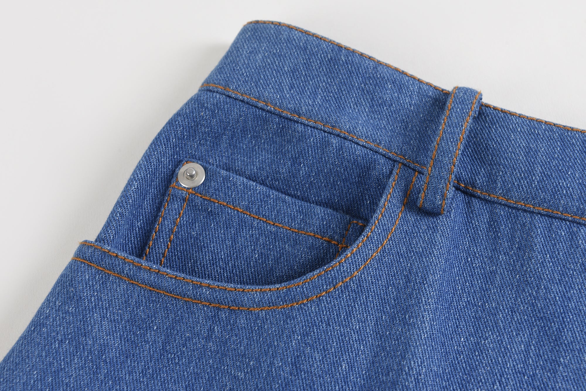 Pleated Denim Midi Skirt