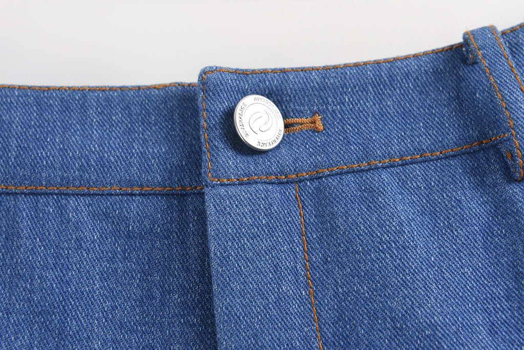 Pleated Denim Midi Skirt