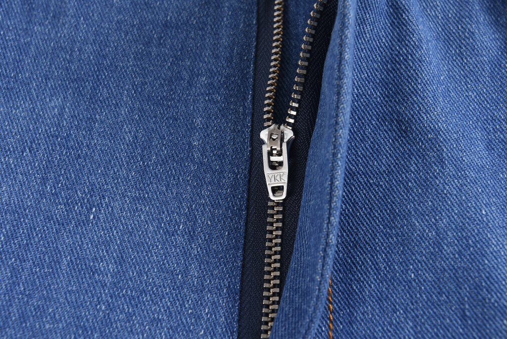 Pleated Denim Midi Skirt