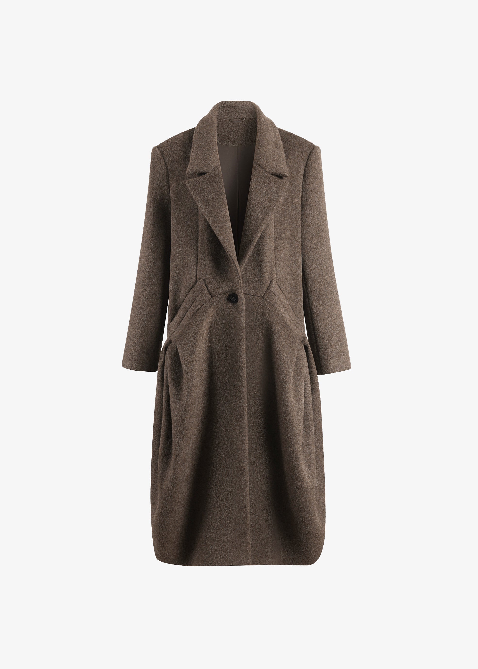 ブラウンウールプリーツコート