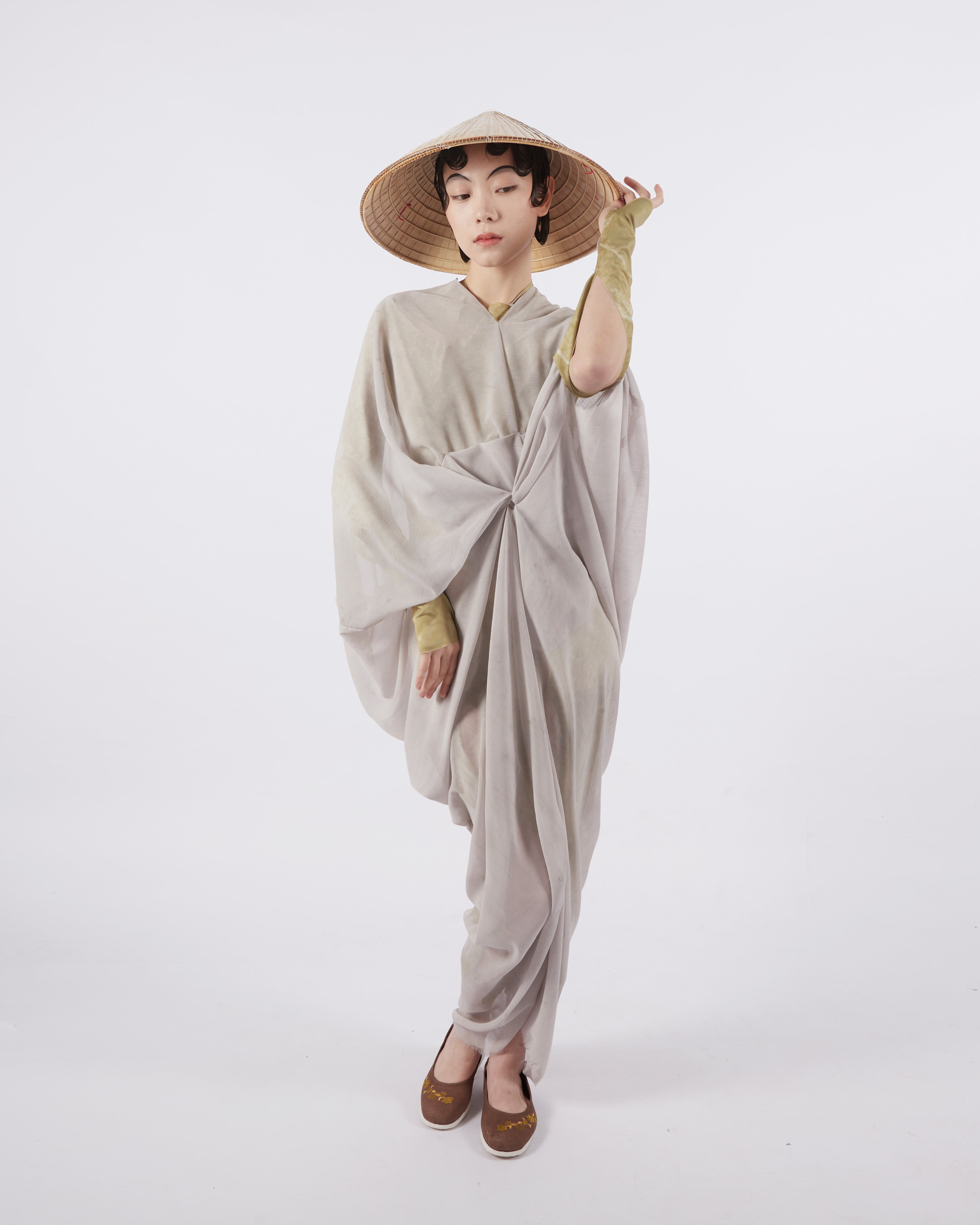 Rust Dye Chinse Silk Robe