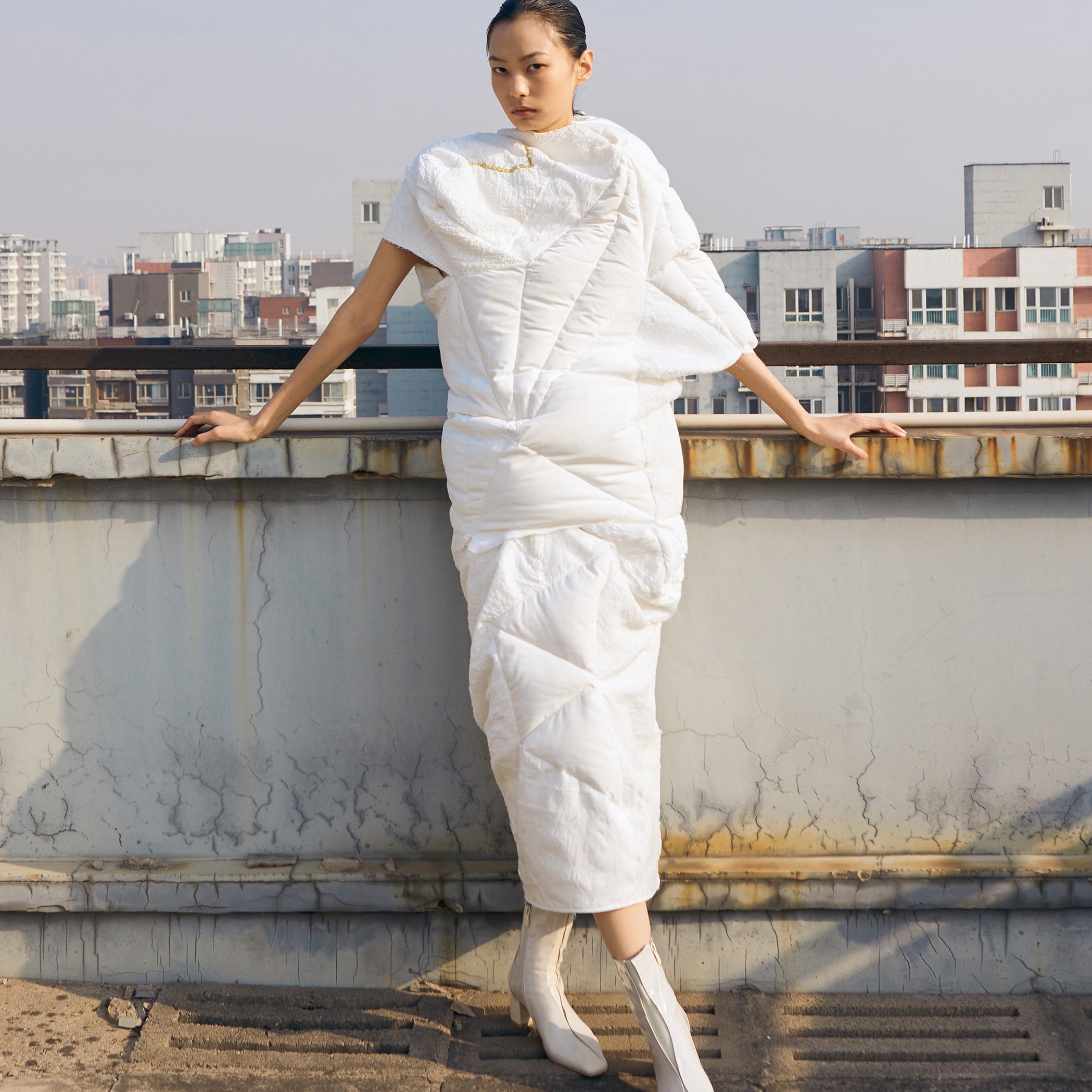 White Down Dress Set