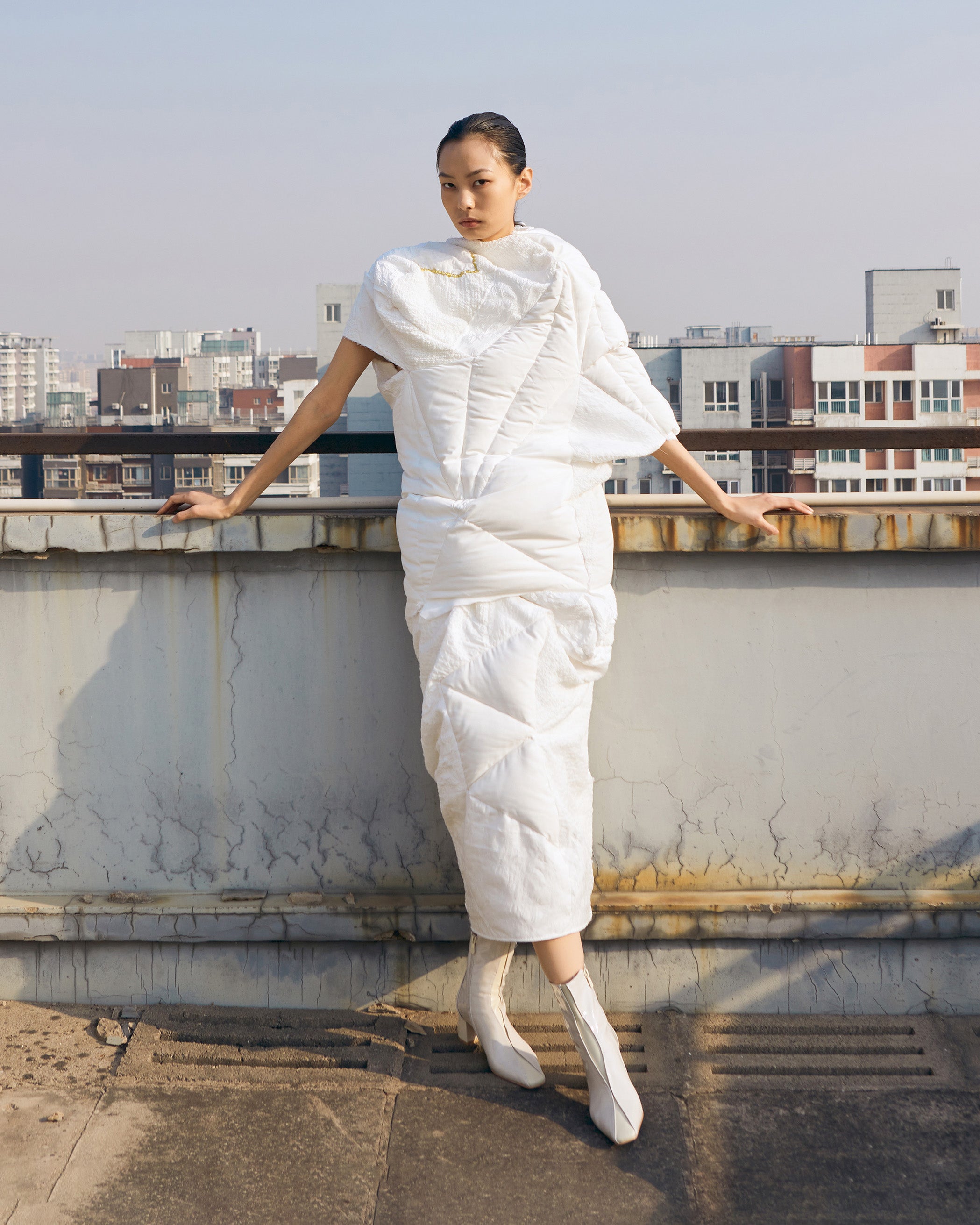 White Down Dress Set