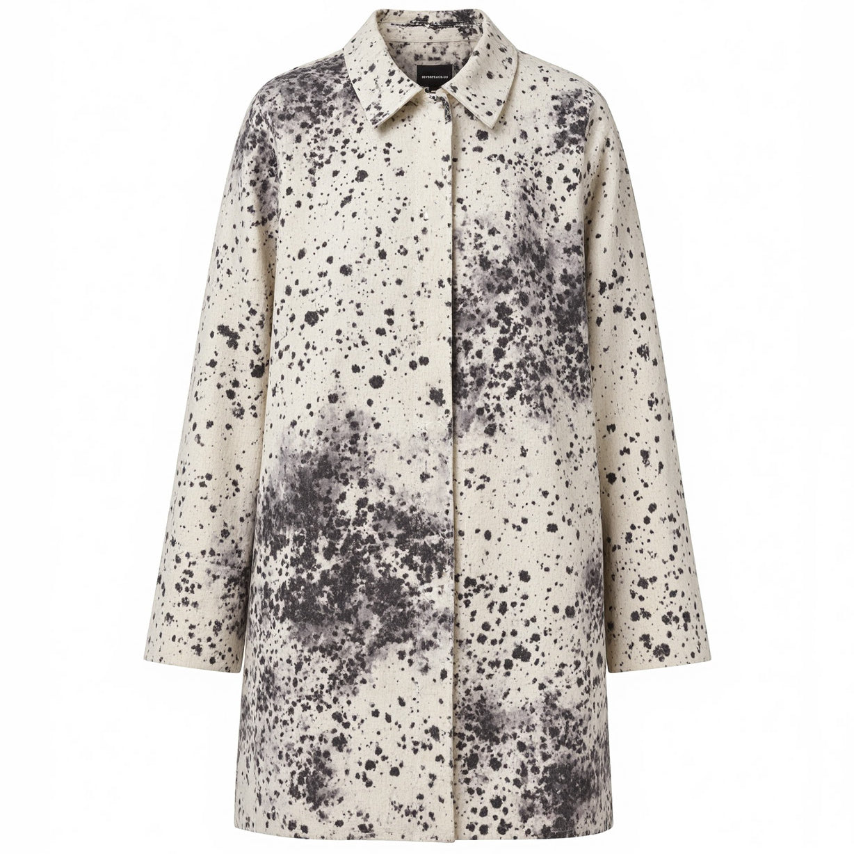 Ink Pattern White Overcoat