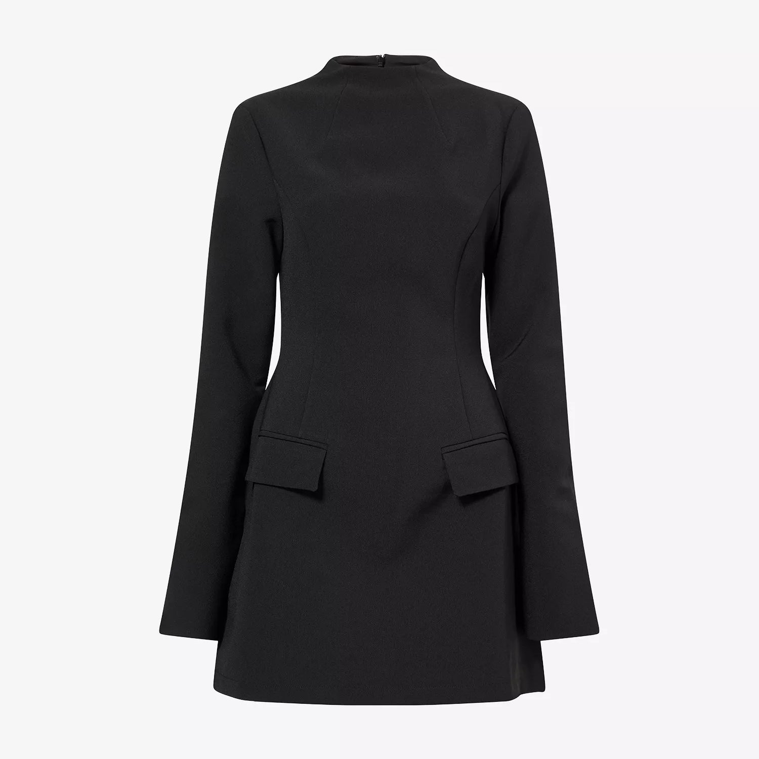 Long-Sleeves Stretch-Woven Mini Dress