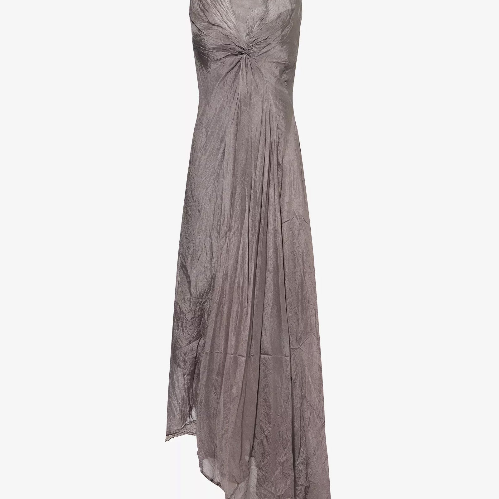 Plunge Twist-Front Silk Midi Dress