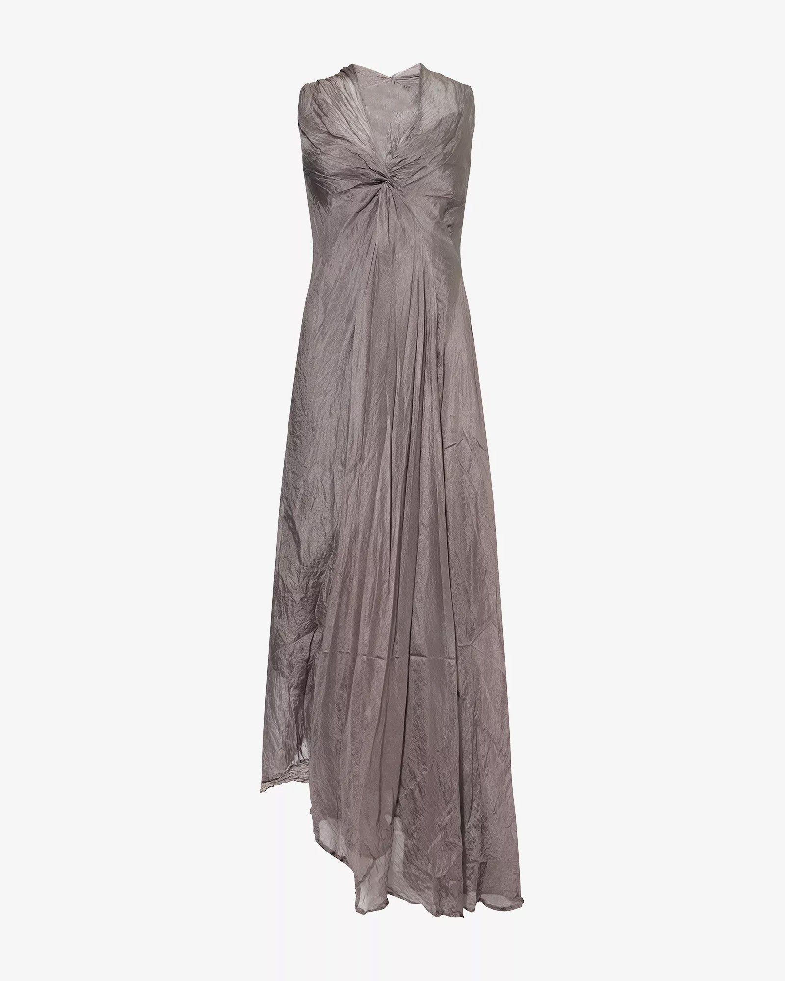 Plunge Twist-Front Silk Midi Dress