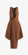 Monstera Pattern Silk Maxi Dress