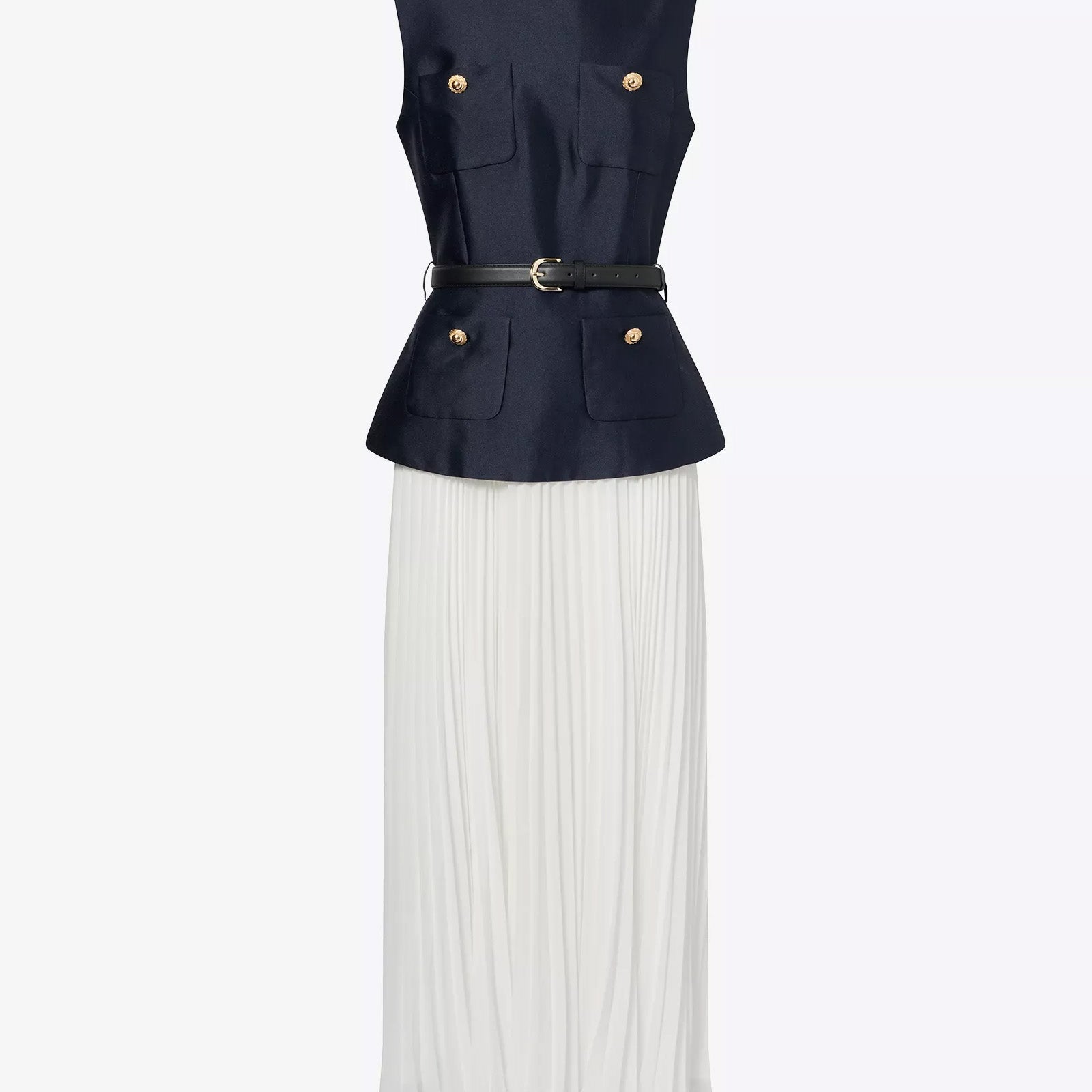 Pleated Sleeveless Woven Midi Dress