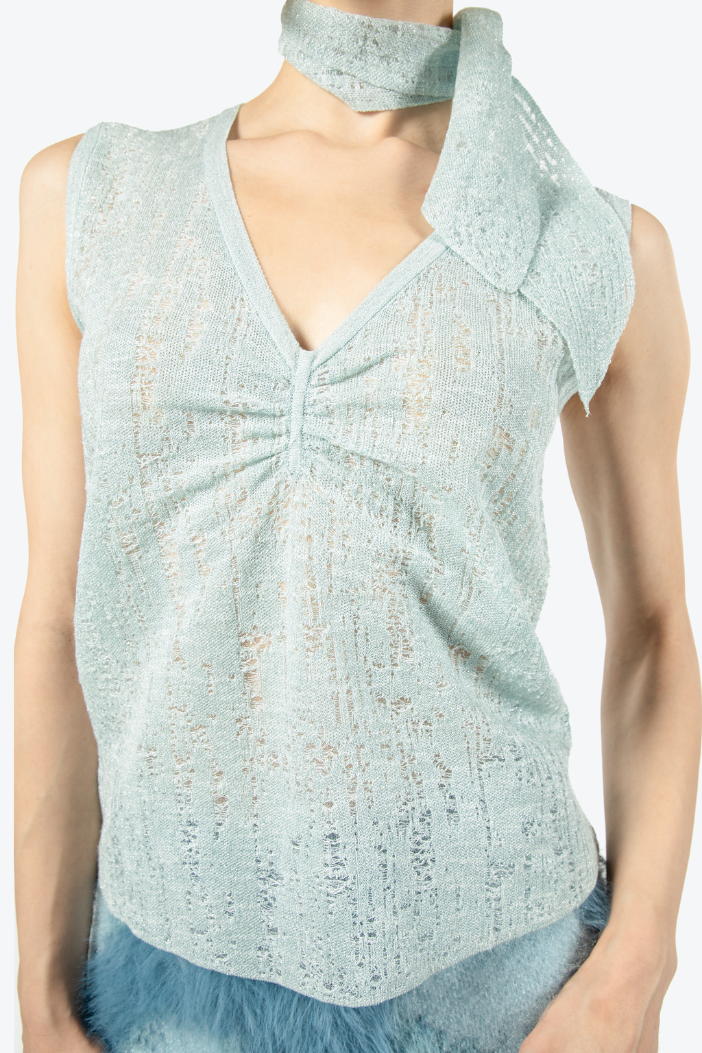 Light Blue Crochet Tank Top