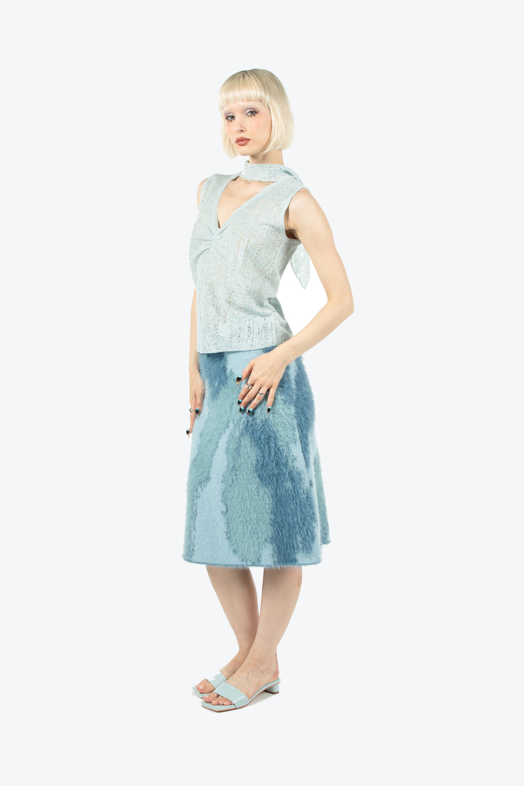 Aqua Drift Textured Skirt