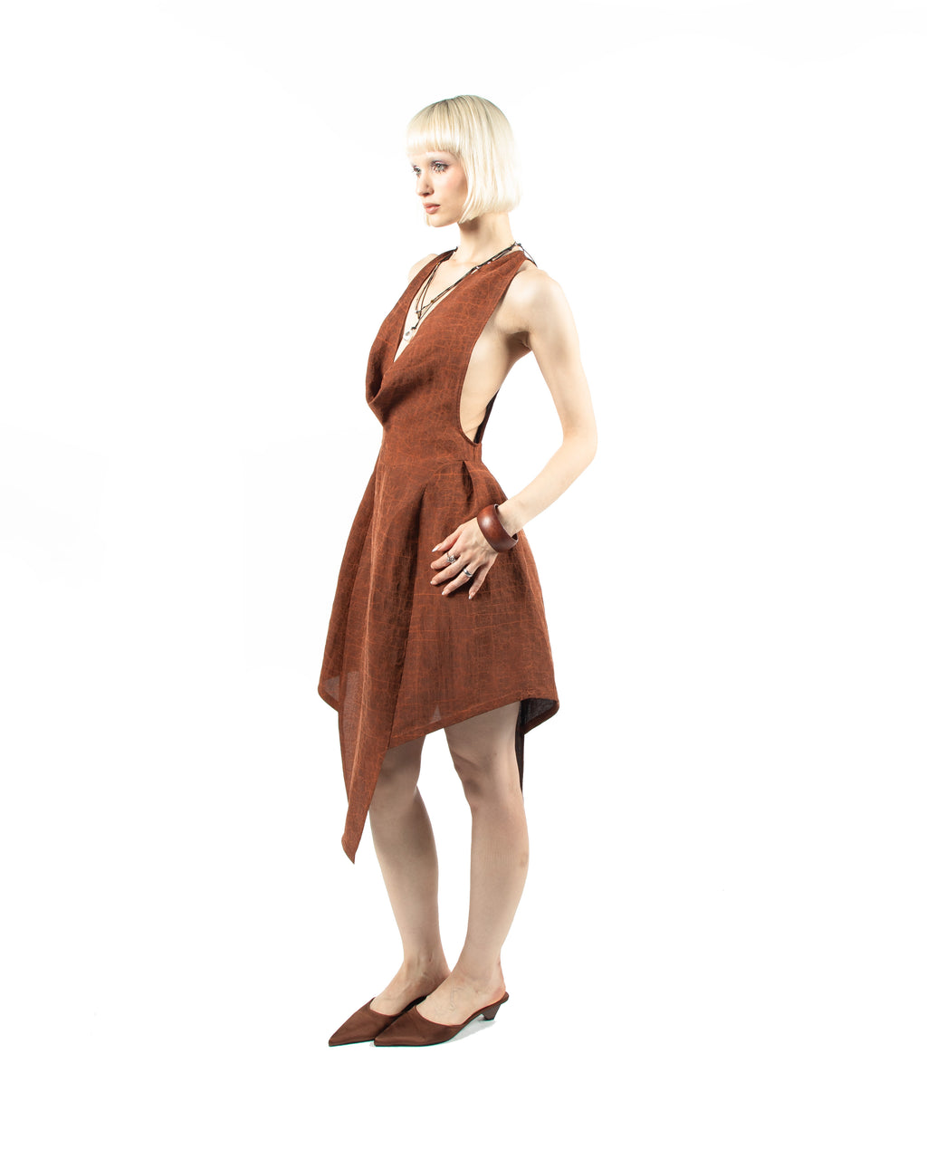 Monstera Pattern Silk Maxi Dress