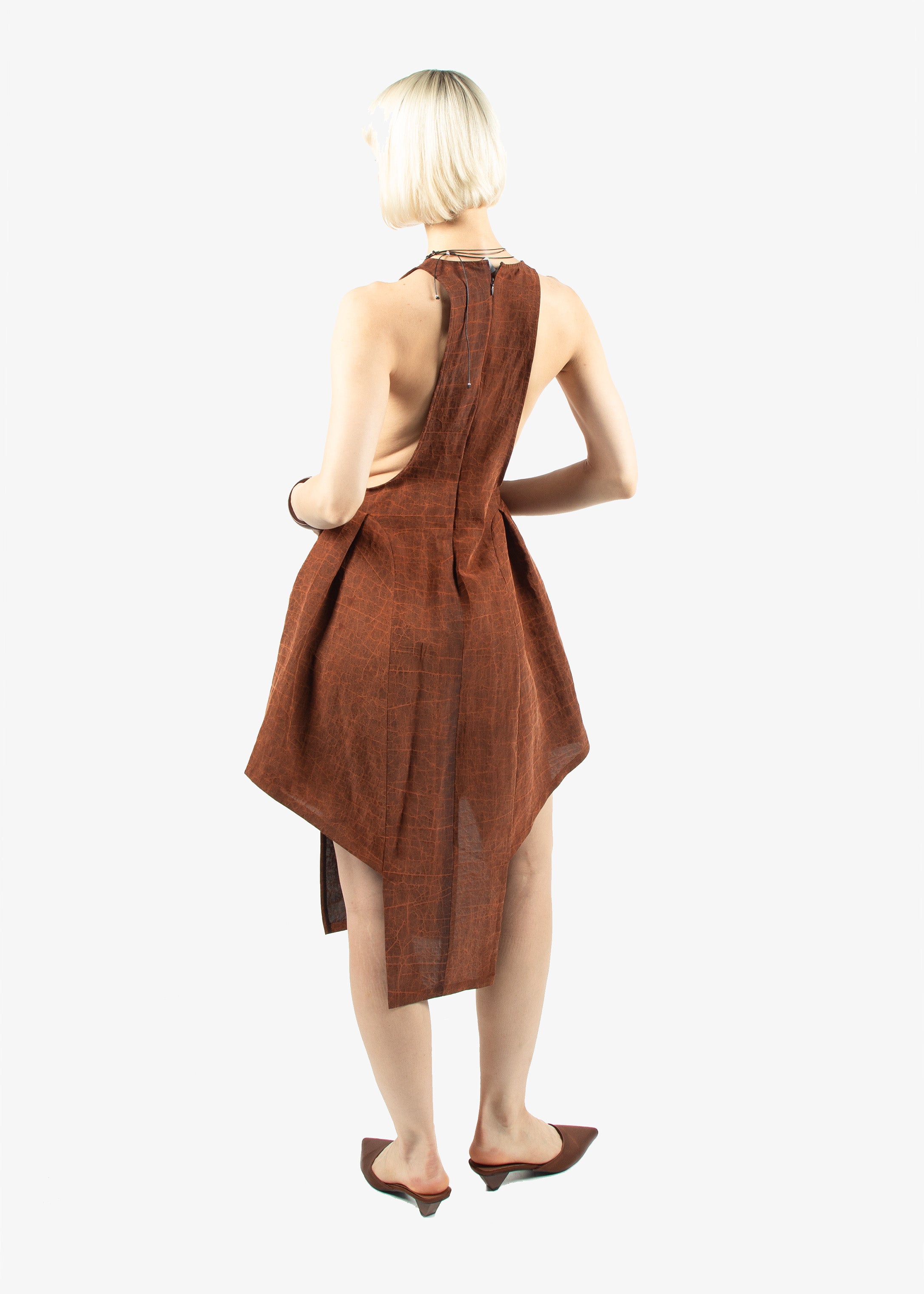 Monstera Pattern Silk Maxi Dress