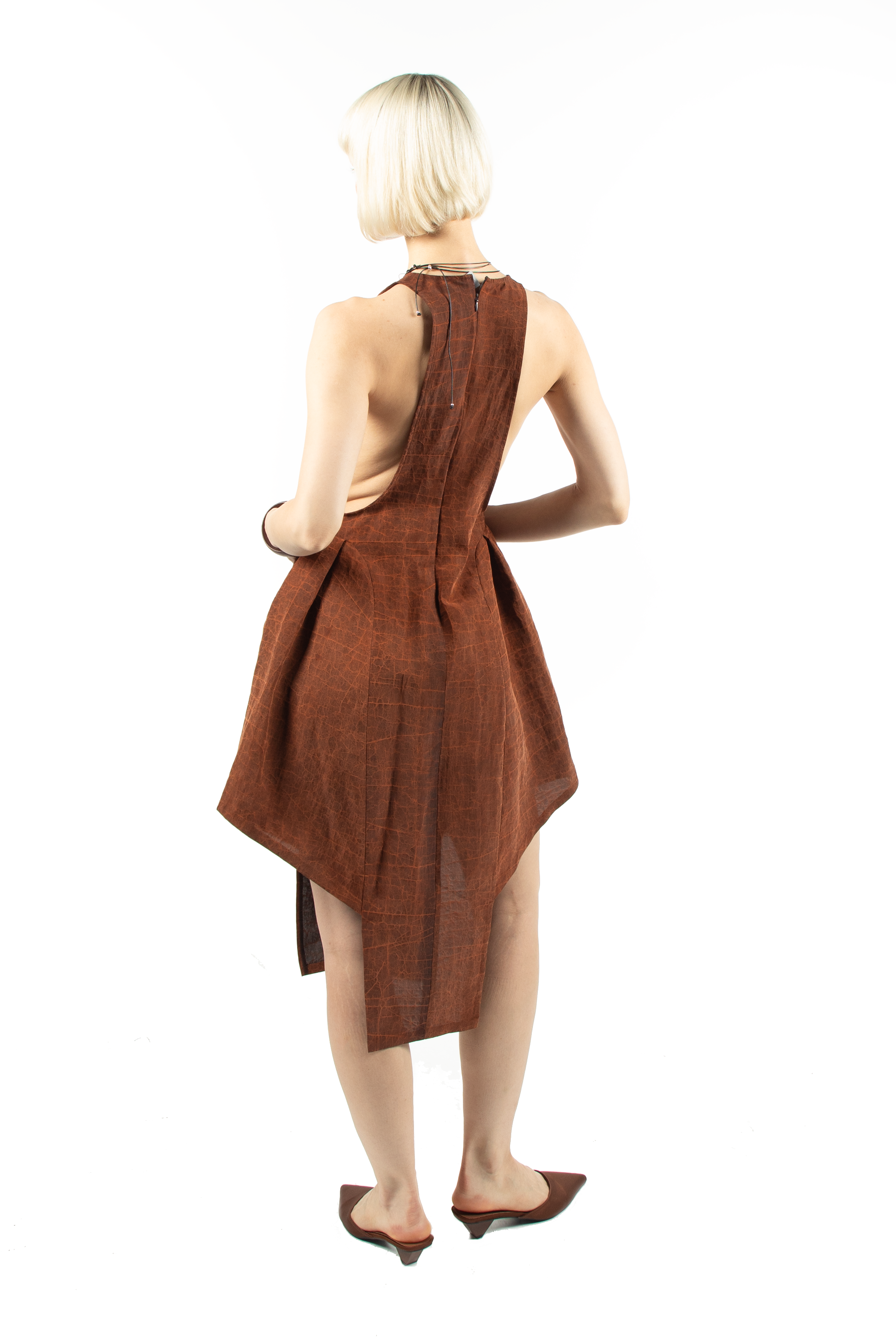 Monstera Pattern Silk Maxi Dress