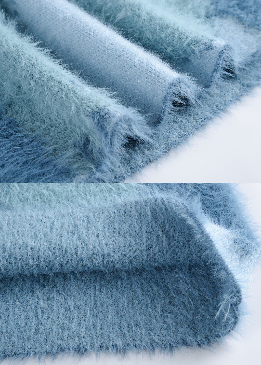 Close-up of textured blue fabric with a soft, plush surface