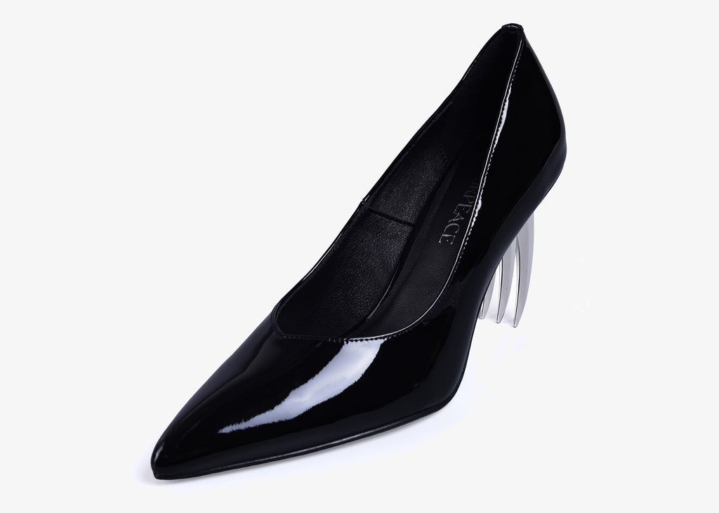 Patent Leather Blade Heels - Black