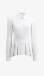 white pleated shirt