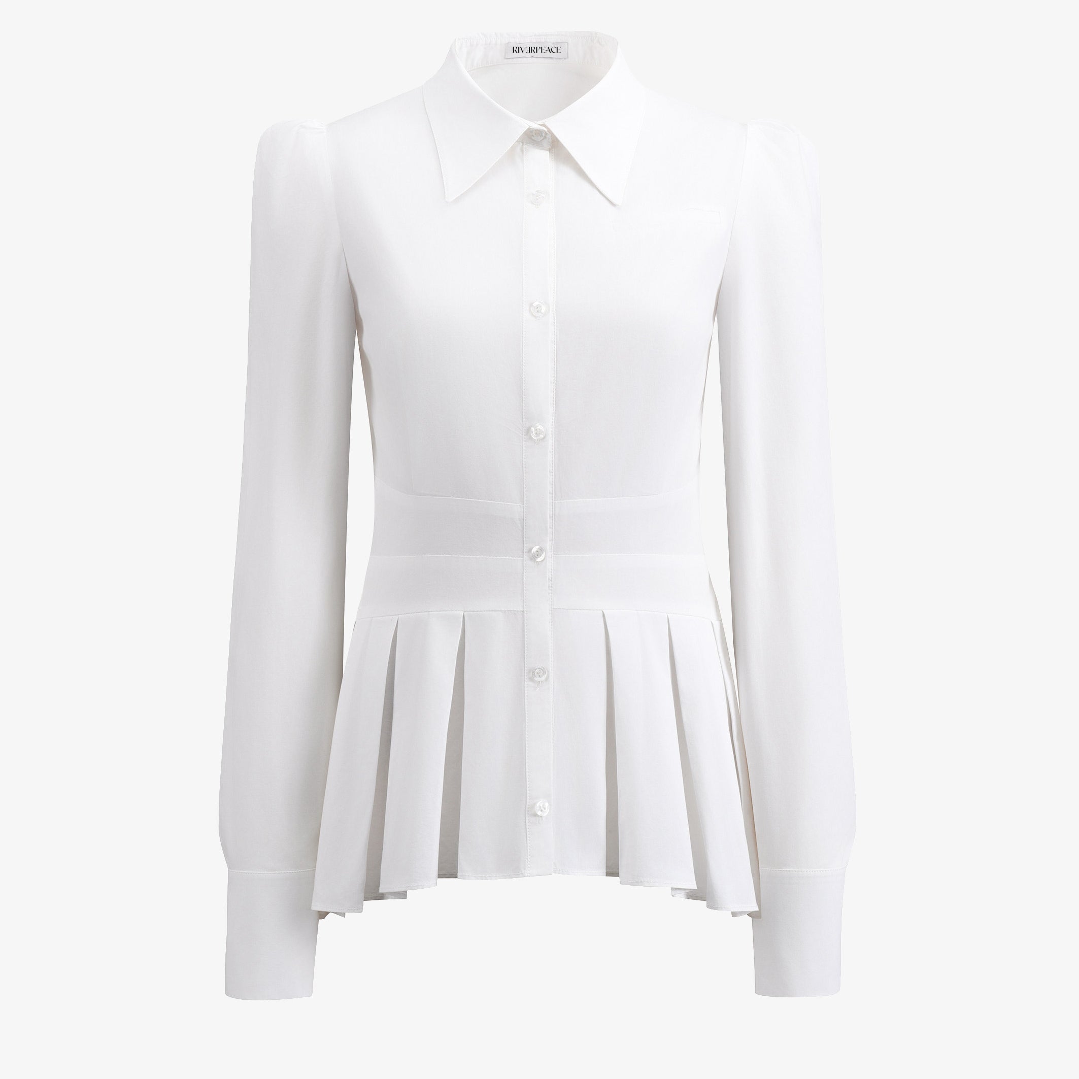 white pleated shirt