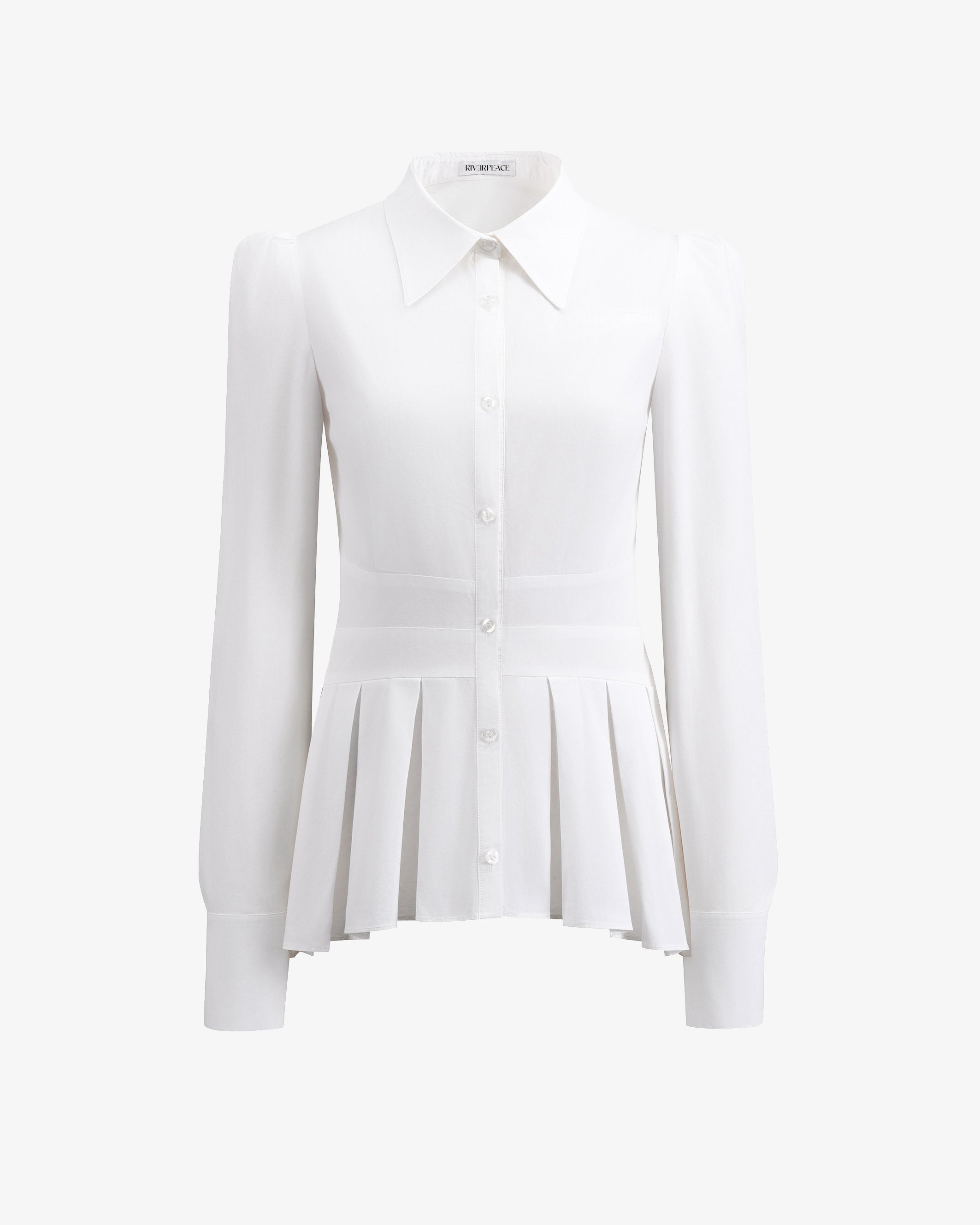 white pleated shirt