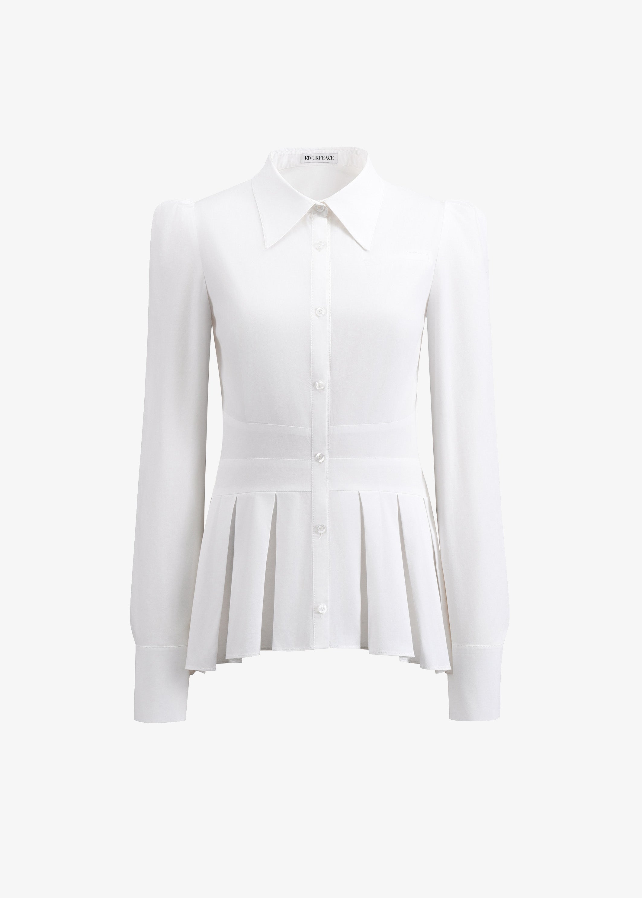 white pleated shirt