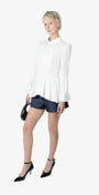 white pleated shirt front shoot